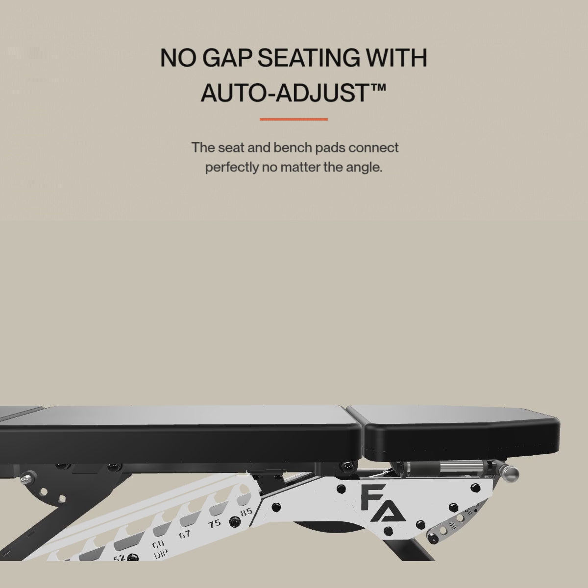 ABX auto-adjust seat sweep, rendered from the 3D rig (why-you-love card)